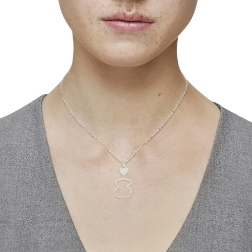 Collar de plata motivo oso New Silueta