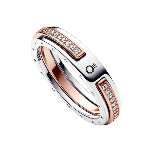 Anillo Pandora Anillo Logo y Pavé en Dos Tonos Pandora Signature - Vista detalle