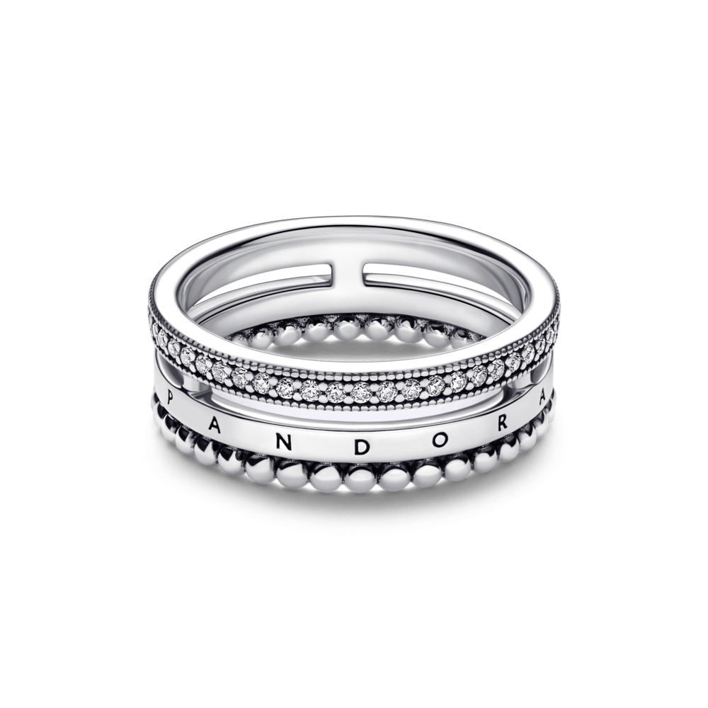 Anillo Pandora Anillo con pavé y abalorios con logotipo de Pandora Signature - Vista principal