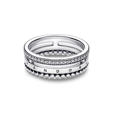 Anillo Pandora Anillo con pavé y abalorios con logotipo de Pandora Signature - Vista principal