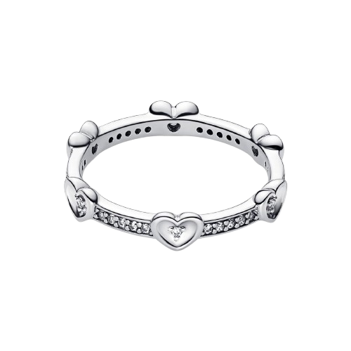 Anillo Corazones Radiantes Brillantes