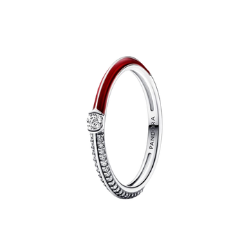 Anillo Dual Rojo y Pavé de Pandora ME