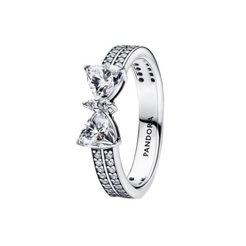 Anillo Doble Banda Lazo Brillante