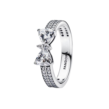 Anillo Doble Banda Lazo Brillante