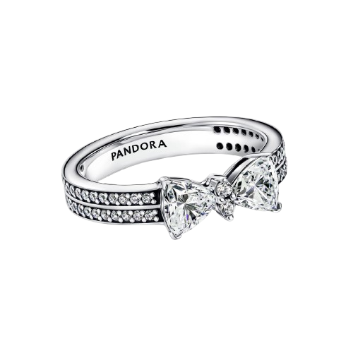 Anillo Doble Banda Lazo Brillante