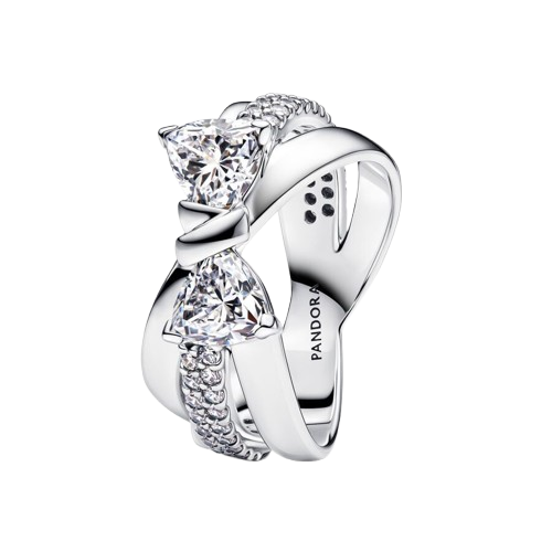 Anillo Banda Cruzada Lazo Brillante