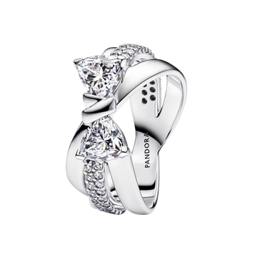 Anillo Banda Cruzada Lazo Brillante