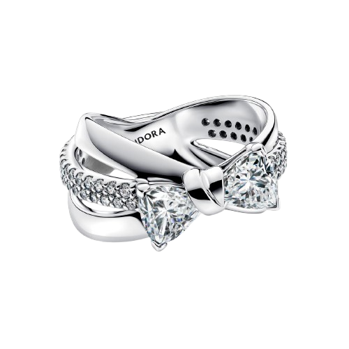 Anillo Banda Cruzada Lazo Brillante