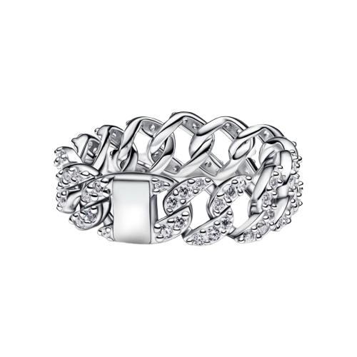 Anillo Pandora Anillo Cadena Cubana en Pavé - Vista detalle