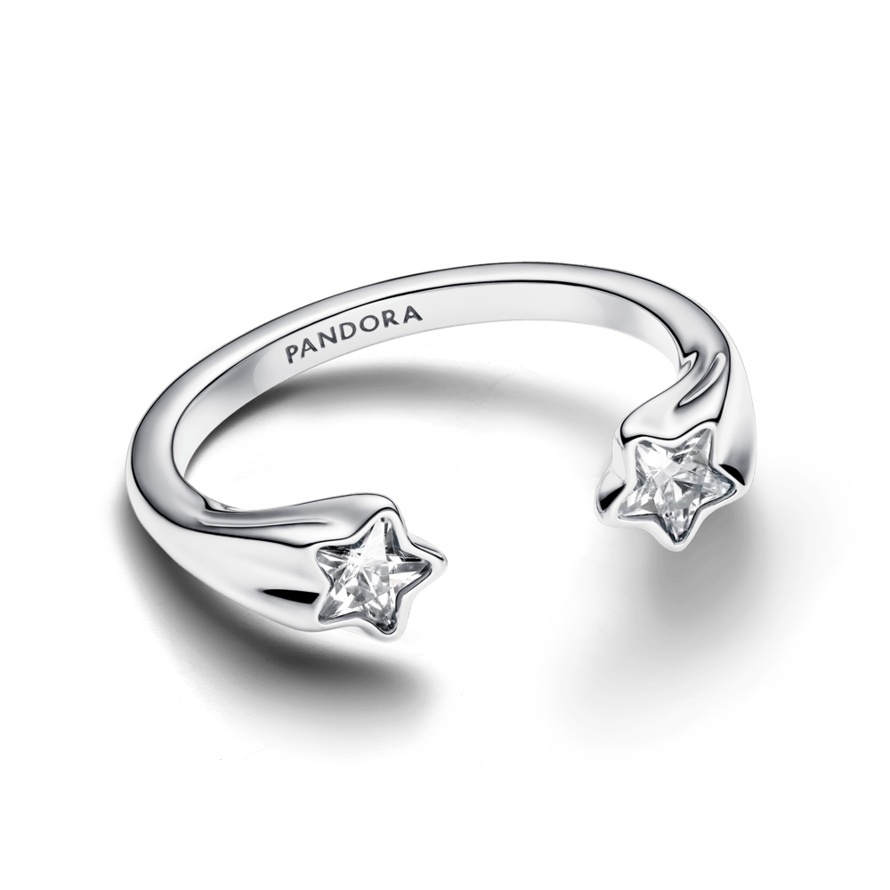 Anillo Pandora Anillo Abierto Estrellas Fugaces Plata - Vista detalle