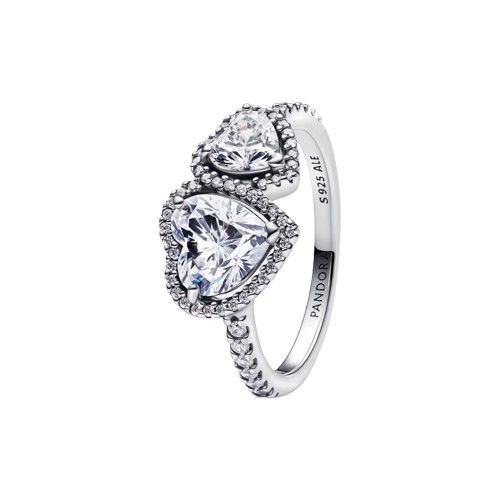 Anillo Corazones Halo Brillante