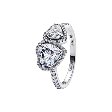 Anillo Corazones Halo Brillante