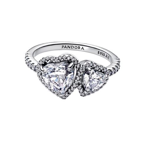 Anillo Corazones Halo Brillante
