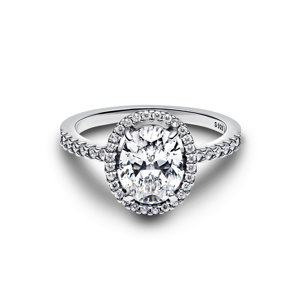Anillo Pandora Anillo Halo Ovalado Brillante Plateado - Vista detalle