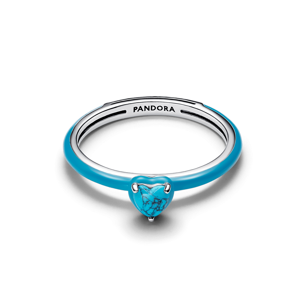 Anillo Pandora Anillo Gema Corazón Color Turquesa - Vista detalle