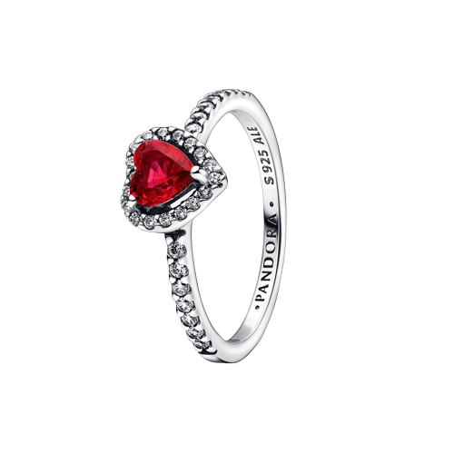 Anillo Corazón Nivelado Rojo Brillante