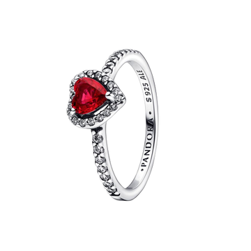 Anillo Corazón Nivelado Rojo Brillante