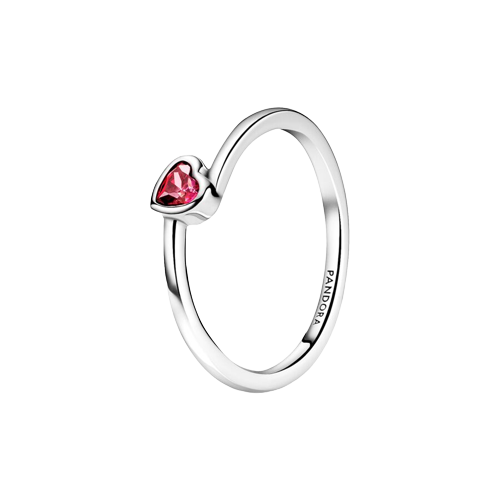 Anillo Corazón Solitario Rojo Inclinado