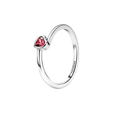 Anillo Corazón Solitario Rojo Inclinado