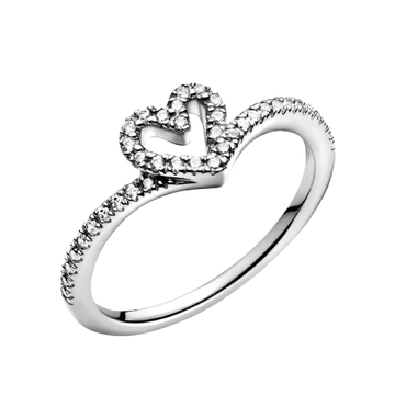 Anillo en plata de ley Corazón Deseo Brillante