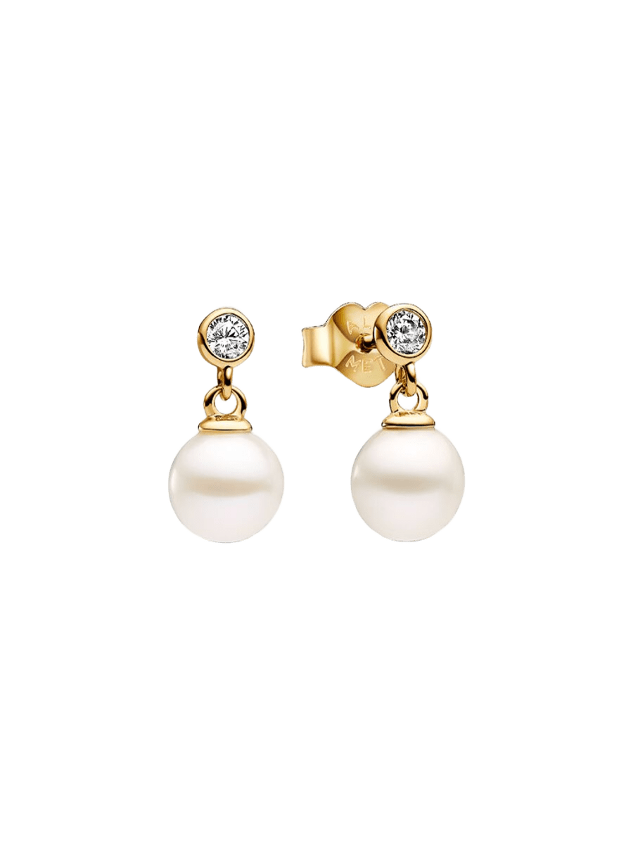 Aros Pandora Pendientes Colgantes Perla Cultivada de Agua Dulce y Gemas - Vista principal