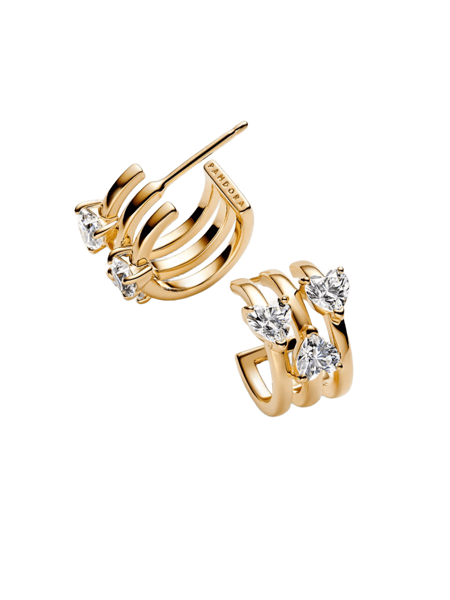 Aros Pandora Pendientes de Aro Triple Corazón - Vista detalle
