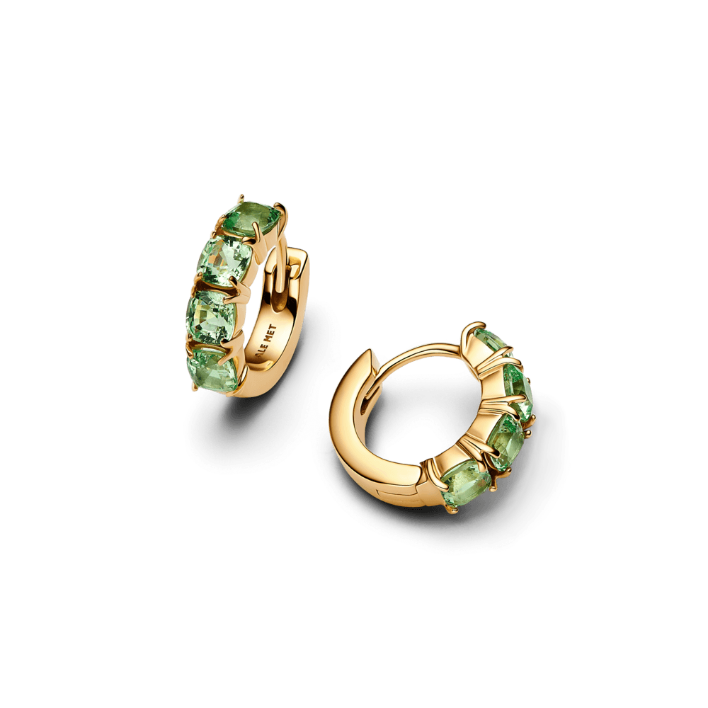 Aros Pandora Aretes de Aro Verdes - Vista detalle