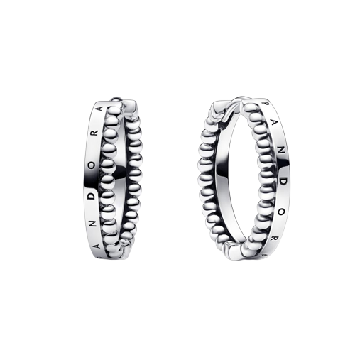 Pendientes de Aro Pandora Signature Logo y Cuentas