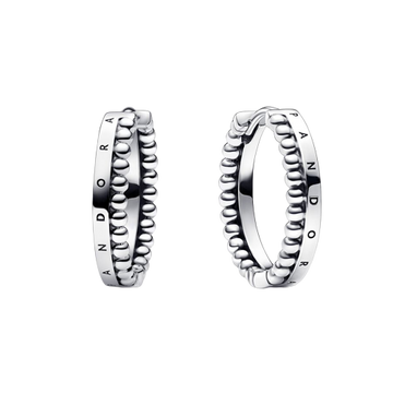 Pendientes de Aro Pandora Signature Logo y Cuentas