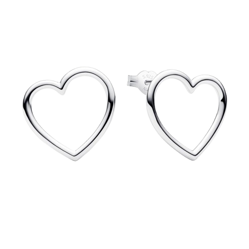 Pendientes de botón Corazón de Frente