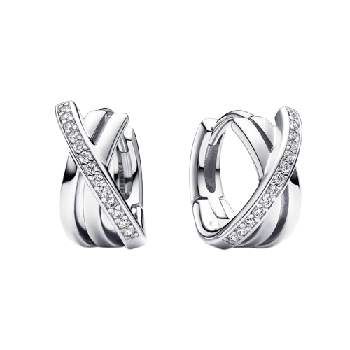 Pendientes de aro Pavé Cruzado