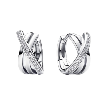 Pendientes de aro Pavé Cruzado