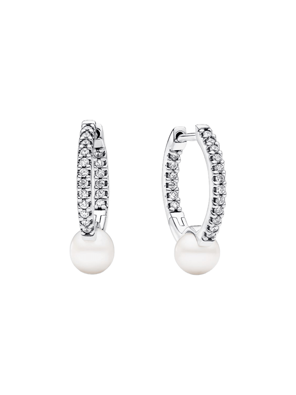 Aros Pandora Pendientes de Aro Perla Cultivada de Agua Dulce Tratada y Pavé - Vista principal