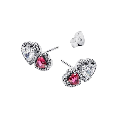 Aros Pandora Pendientes de Botón Halo Corazones - Vista detalle