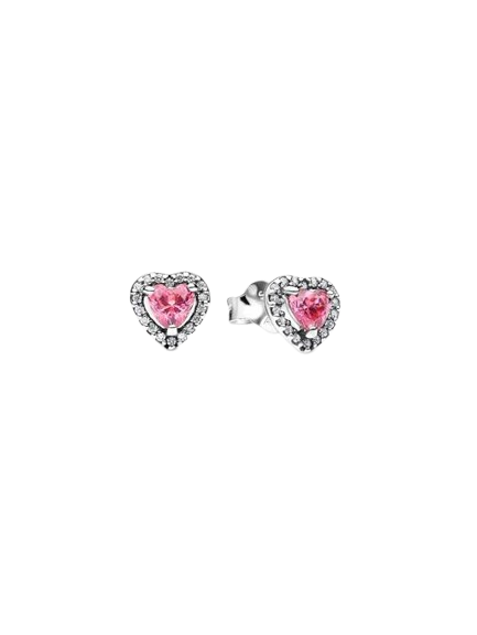 Pendientes de Botón Corazón Rosa