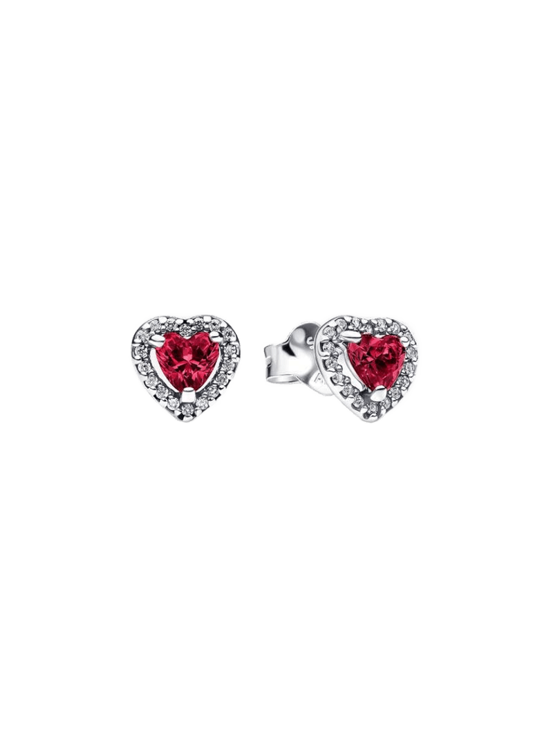 Pendientes de Botón Corazón Elevado Rojo - vista 1