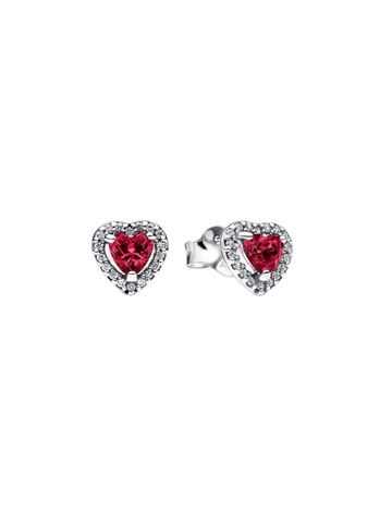 Pendientes de Botón Corazón Elevado Rojo - vista 1