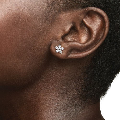 Pendientes de Botón Brillante Copo de Nieve