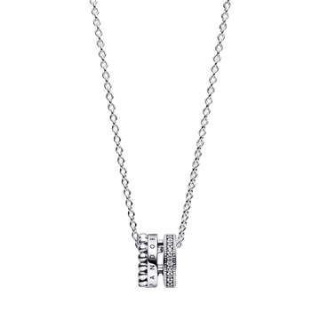 Collar con Colgante Pandora Signature Logo Pavé y Cuentas