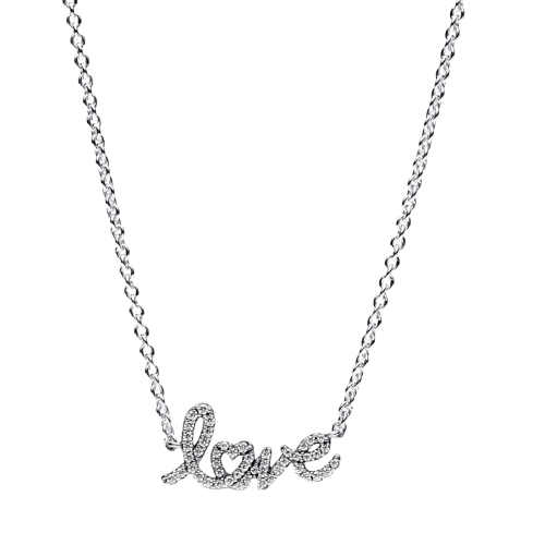 Collar Love Escrito a Mano Brillante