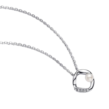 Collar Círculo Forma Orgánica en Pavé y Perla Cultivada de Agua Dulce