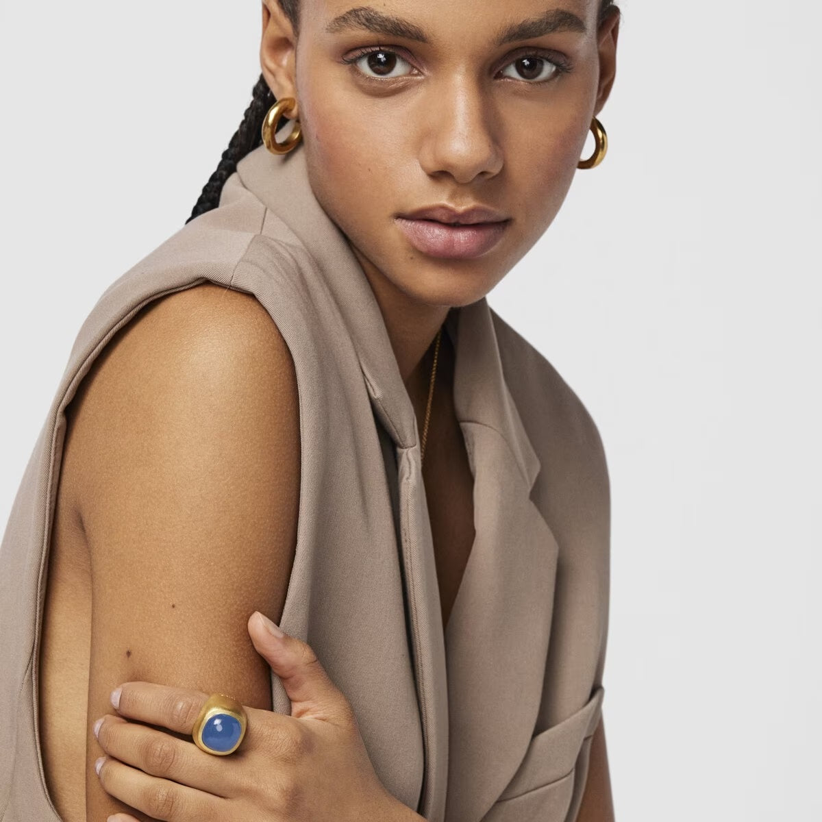 Anillo de plata vermeil y calcedonia Nattfall