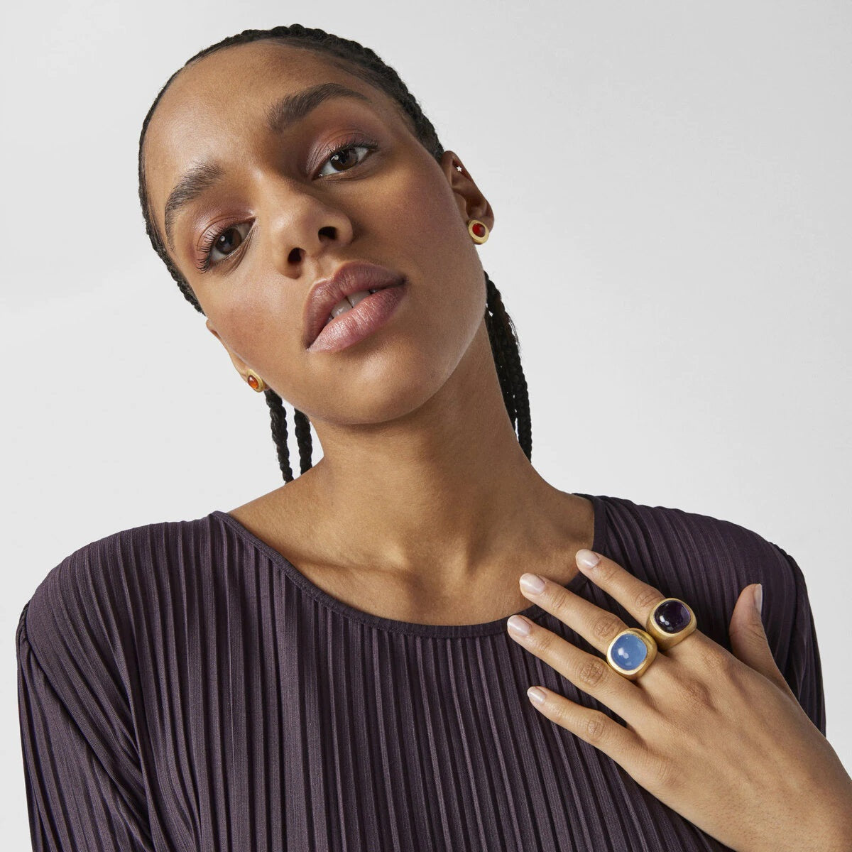 Anillo de plata vermeil y calcedonia Nattfall