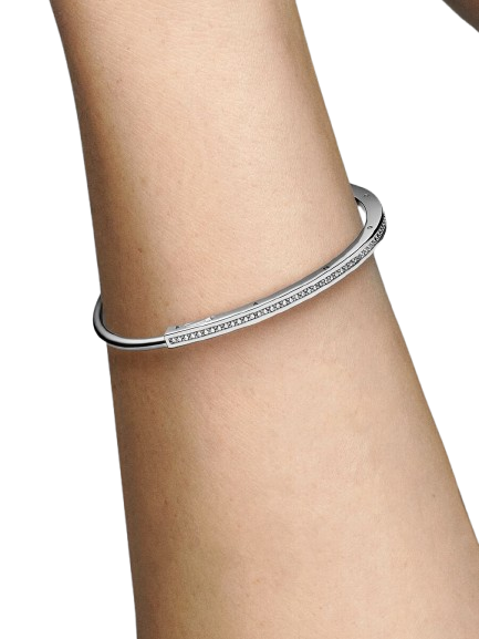 Pulsera Rígida Pandora Signature I-D Pavé Plata de primera ley