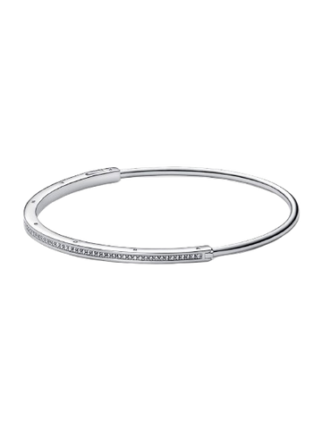 Pulsera Rígida Pandora Signature I-D Pavé Plata de primera ley
