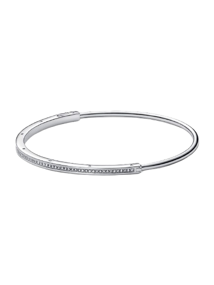 Pulsera Rígida Pandora Signature I-D Pavé Plata de primera ley