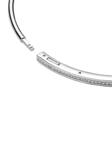 Pulsera Rígida Pandora Signature I-D Pavé Plata de primera ley