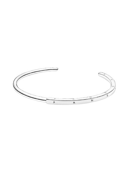 Pulsera Rígida Pandora Signature I-D Abierta Plata de primera ley