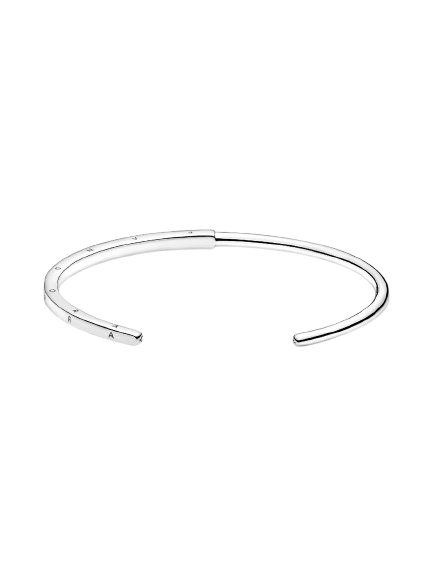 Pulsera Rígida Pandora Signature I-D Abierta Plata de primera ley