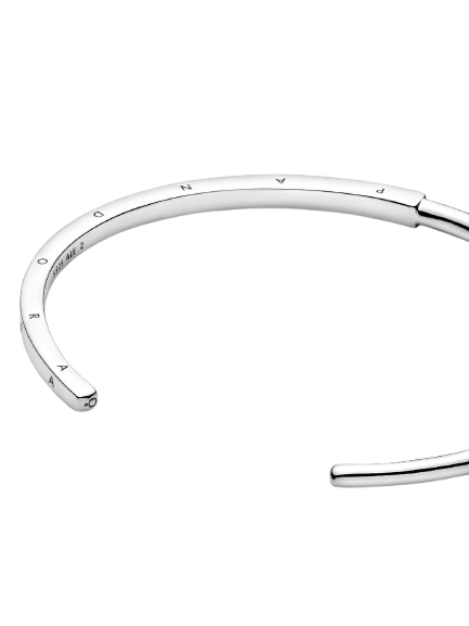 Pulsera Rígida Pandora Signature I-D Abierta Plata de primera ley